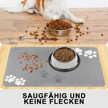 Підкладка під миску для собак та котів, неслизька, сіра, 40x60 см. Швидковисихаюча, легко миється. Підходить для собак та котів.