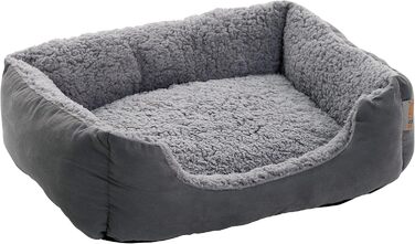 Крісло-лежанка для собак ESTEXO, лежанка для тварин, м'яке гніздо для собак, 60x48x18 см, темно-сірий/сірий колір