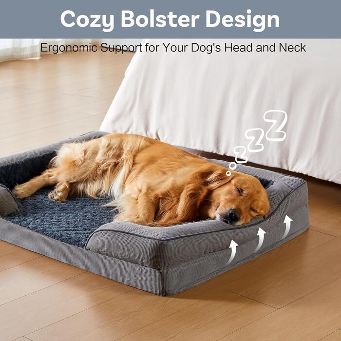 Ортопедичне ліжко для собак великих порід, Memory Foam, 89 x 64 x 17 см, для Лабрадора, Бордер Коллі, Австралійської вівчарки