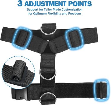 Шлейка для собак FEimaX для великих собак, тактична, не тягне, чорна, XL. Зручна, дихаюча, міцна, з м'якою підкладкою