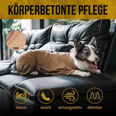 OneTigris Піжама для собак, теплий комбінезон для великих та середніх собак, коричневий L