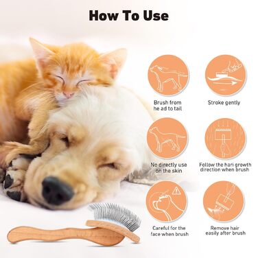 Гребінець для собак з дерев'яною ручкою Slicker для середніх та великих порід (Голден Ретрівер, Лабрадор, Пудель, коти з довгим хутром), видаляє відмерле та підшерсток, з гребінцем – Дуб