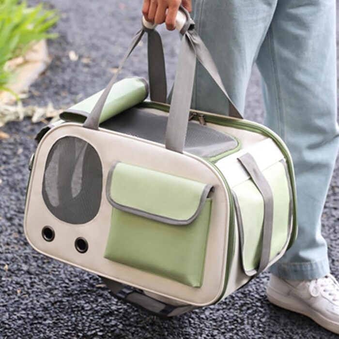 Трансформер для собак та котів Topyond: велика місткість, вентиляційне вікно, регульований ремінь, водовідштовхуючий оксфорд, зелений