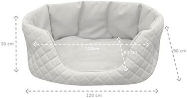 Ліжко для собак Juelle з штучної шкіри, велике, з м'яким лежаком, диван Queen S-XL (120x90 см, білий)