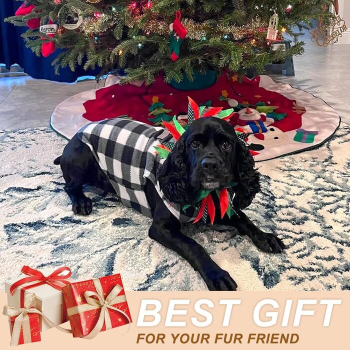 Пуловер для собак BEAUTYZOO з флісу, тепла жилетка для собак, одяг для маленьких та середніх собак, жилетка з D-порогом, теплий пуловер з принтом лапок, розмір M (обхват грудей 43.1 см)