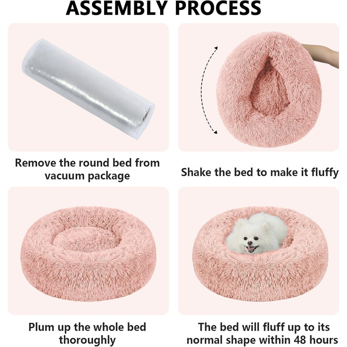 Заспокійливе ліжко-пончик для собак та котів, середнє, миється, з ковдрою, 61 см, ковдра 71x23 см, блакитне (40x40x17 см)