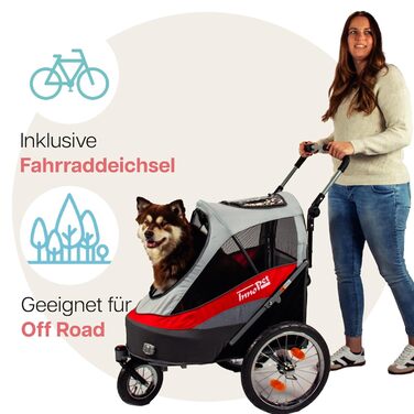 InnoPet® Sporty - прогулянка для собак: коляска-причіп, складна, з повітряними колесами, з капюшоном, багато кольорів