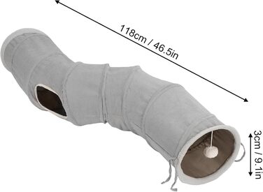 Туннель для котів Nimomo, складаний, S-подібний з іграшкою-м'ячиком, інтелектуальна іграшка для кошенят, кроликів та маленьких тварин