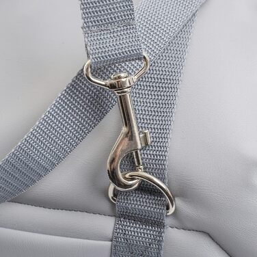 Сумка-переноска для собак та котів | Шкіряна сумка-переноска з гумкою та карабіном | до 15 кг | Шкіра | Розмір L | Сірий колір (42 x 29 x 33 см)