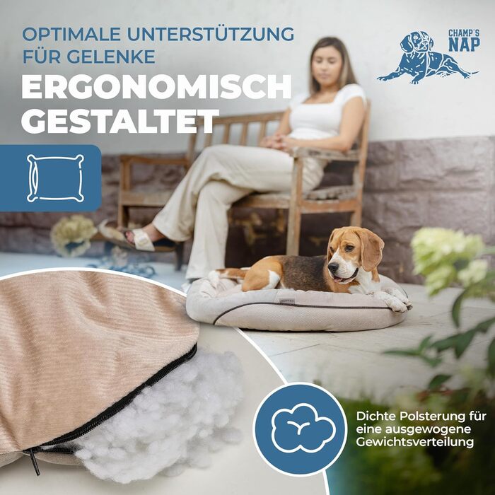 Ортопедичне ліжко для собак - диван для малих, середніх та великих собак | миється, не слизьке, ергономічне | кошик для собак, спальні місця для домашніх тварин та меблі, лежанка для собак | Champ’s Nap (S)