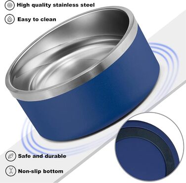 Персоналізований миска для собак та котів – нержавіюча сталева миска з іменем, неслизька годівниця для собак та котів, поїлка (блакитна)