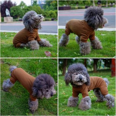 Піжама для собак Lovelonglong, бавовна, в'язана, 4 лапи, для всіх сезонів, теплий боді для собак великих, середніх та маленьких порід, колір кава, розмір L