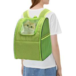 Рюкзак-переноска для кота/собаки PETCUTE: зручна та легка переноска для маленьких тварин. Зелений колір. Знімний килимок з флісу для прогулянок на природі.