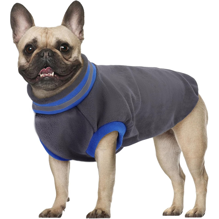 Теплий зимовий светр для собак середнього розміру (M, сірий) з флісу, з застібкою на липучці