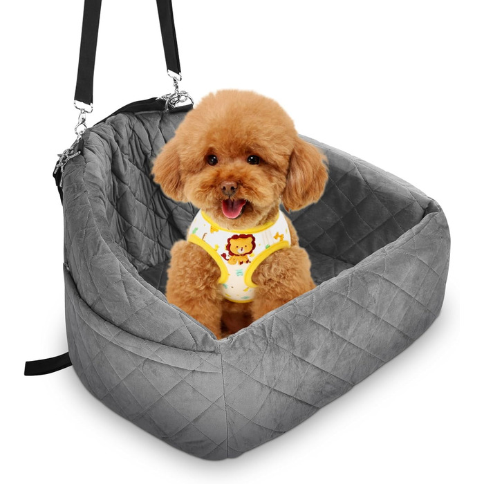 Автомобільний лежак для собак на заднє сидіння, 50x52x28 см, сірий. Лежак для собак у машину з кріпленнями, водовідштовхуючий, для маленьких та середніх порід