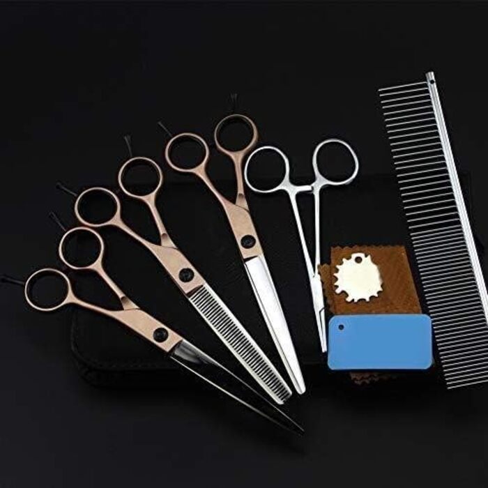 Професійний набір ножиць для грумінгу собак та котів QUNINE з чохлом