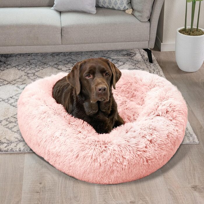 Ліжко для котів і собак Best Friends by Sheri Original Calming Shag Donut з покривалом, бавовна, рожеве, розмір L, 91,4x91,4 см