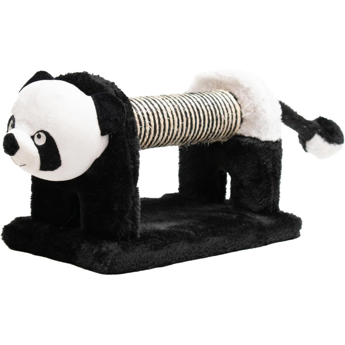 Дряпак для котів з сизалю та плюшу в формі панди, 56 x 18 x 18 см, чорний