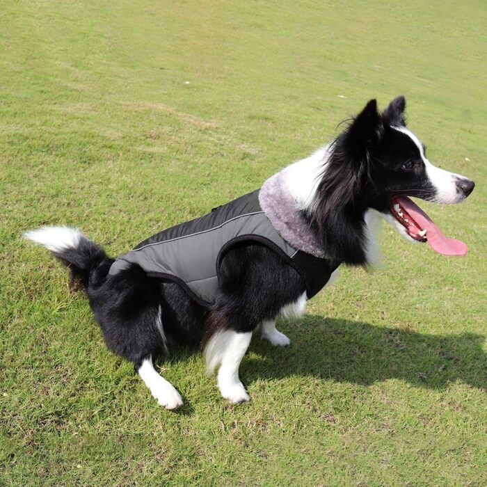 Водонепроникний теплий зимовий одяг для собак | Зимова куртка для собак з регульованими ремінцями, з флісовою підкладкою, чорного кольору