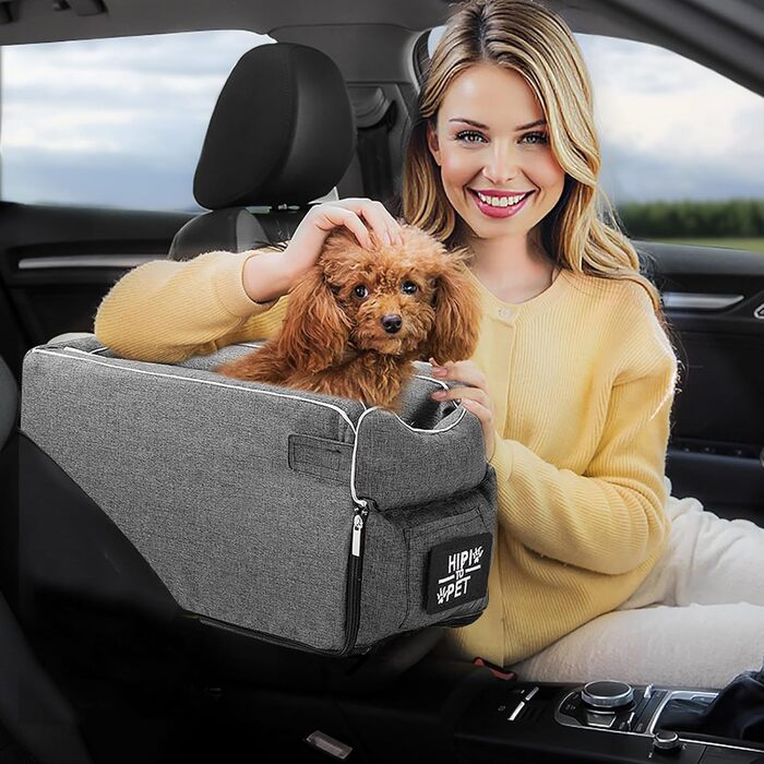 Автокрісло для собак та котів PETCUTE - сіре, до 6 кг