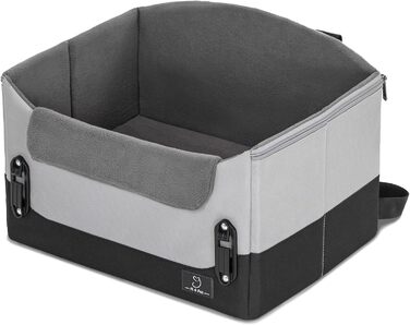 Автокрісло для собак - сіре, для маленьких собак, з кріпленням на ремінь, складне, для заднього або переднього сидіння