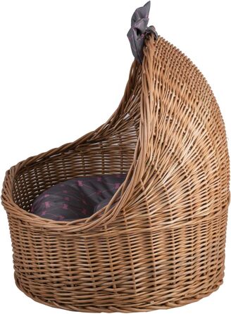 Плетена будка з лози для собак і котів e-wicker24, з дахом, натуральний сірий, лежанка, кошик, будиночок