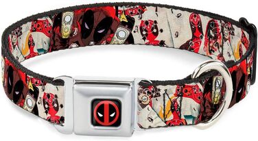 Нашийник для собак Buckle-Down з логотипом Deadpool, чорний/червоний/білий, міцний нейлон