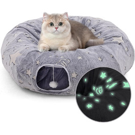 Туннель для котів з ліжком, великий, м'який, круглий, для дому