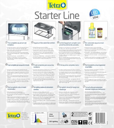 Акваріумний комплект Tetra Starter Line 54 л з LED підсвіткою, чорний – набір для початківців з фільтром, обігрівачем, кормом і засобами догляду