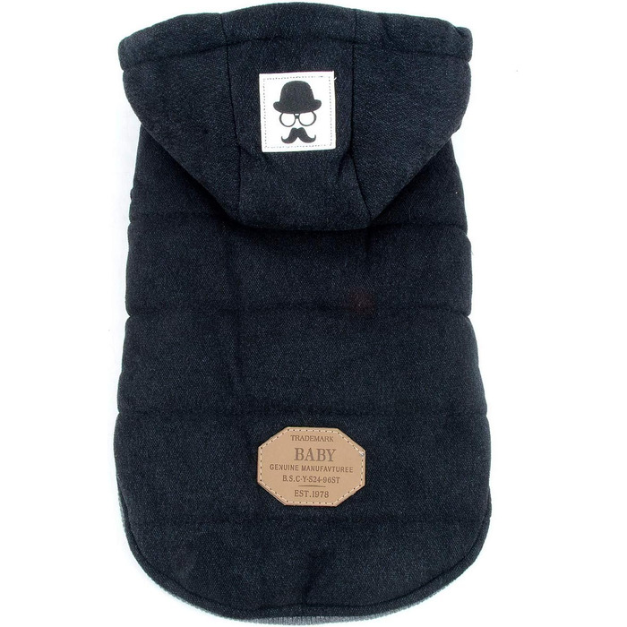 Зунеа - теплий зимовий одяг для собак, чорний, розмір XXL (шия 35см, спина 40см, груди 52см)