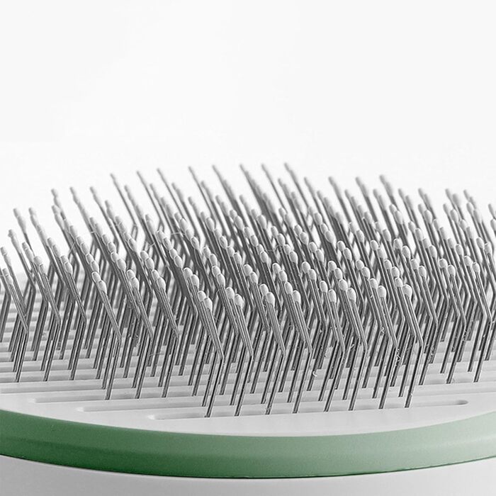 Гладка щітка для котів та цуценят - вичісувальний гребінь проти випадання шерсті, портативна щітка з кнопкою розплутування для довгошерстих котів