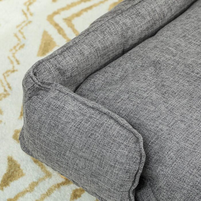 Диван для собак PawHut - зручне ліжко для тварин з підлокітником, на дерев'яних ніжках, сірого кольору, розмір 96 x 66 x 24 см, для собак до 30 кг та 60 см висоти в плечі