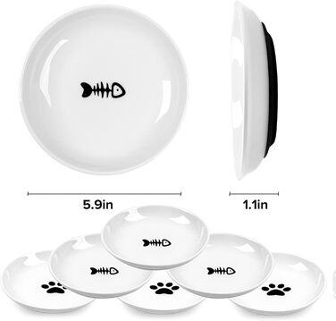 Набір мисок для котів з кераміки (6 шт.), анти-котячі вуса, широкі, протиковзкі, для корму та води