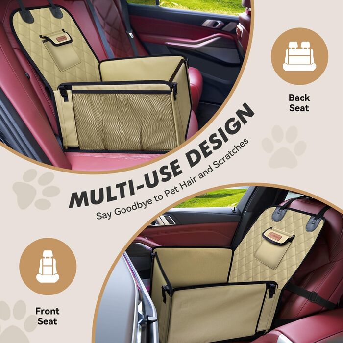 Автокрісло для собак - міцне, водонепроникне, сіре. Підходить для малих та середніх собак. З підсиленими стінками та ременями безпеки для заднього та переднього сидіння