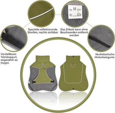 Водонепроникний собачий теплий одяг WUFANC - куртка для собак з регульованою застібкою для всіх сезонів, XL