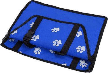 Переноска для тварин з принтом лап, складана переноска для собак з тканини, миється, з ременями безпеки та підставкою - Комфортна та безпечна для авто та подорожей (Сіра підставка з лапами, Сира підставка з лапами з відбитком лапи, Синя підставка з лапами