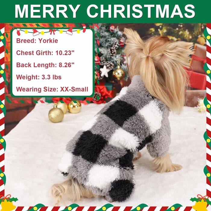 Піжама для собак з коміром-стійкою, флісовий пуловер для собак, зимовий, милий, одяг для маленьких собак, одяг для цуценят, комбінезон для домашніх тварин, чихуахуа, йоркширський тер'єр, одяг для котів (сірий, розмір XS, сірий X-Small)