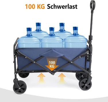 Бонло - візок-трансформер для покупок, кемпінгу та відпочинку на природі, 600D Oxford, 100 кг, сталевий каркас, блакитний