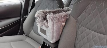 Автомобільний підлокітник для собак | Універсальний, миючий, зносостійкий, для середніх консолей, передніх та задніх сидінь | Сумка для собак, для маленьких порід | Колір: світло-сірий