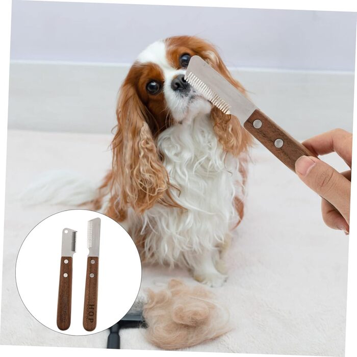Видалення шерсті для собак: щітка-трімер з 2 металевими щітками для видалення підшерстка та відмерлого волосся