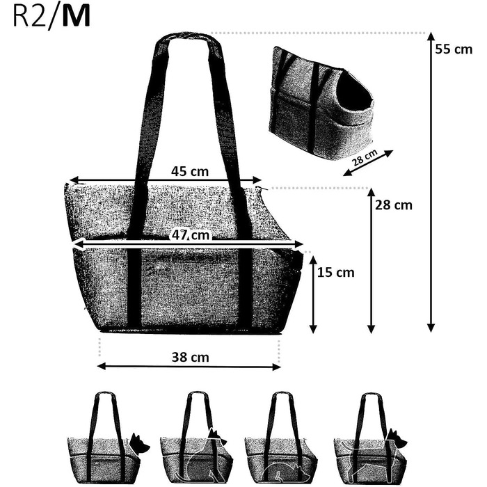 Чорна сумка-переноска для собак та котів, M, 38x28x28 см, Velvet (штучна замша)