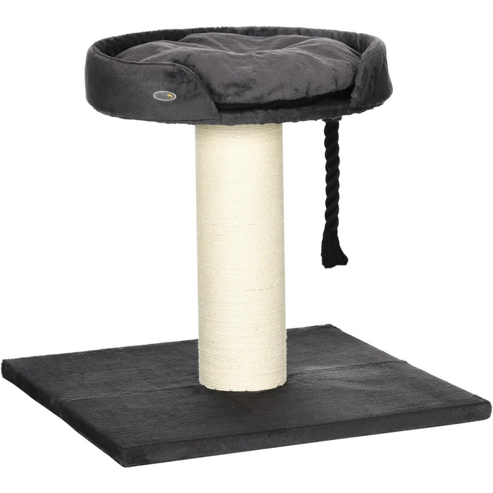 Когтеточка для великих котів PawHut XXL, стійке котяче дерево з лежаком, ігровий комплекс, сірий, з сизалевими стовпами та канатом