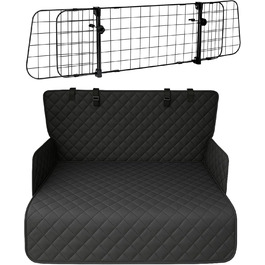 Набір для автомобіля для собак: водовідштовхувальний килимок у багажник та регульоване перегородка (90-155 см ширина, 75-134 см висота) – універсальний, міцний