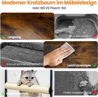 Комплекс для котів Kratzbaum XL 170 см: Дряпка-стовпчик, будиночок, платформа, гамак - Сірий котячий дерево для великих котів
