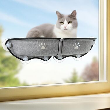 Кішка ліжко на вікно GUUSII HOME - гамак для котів, сіре, 71x19x9 см