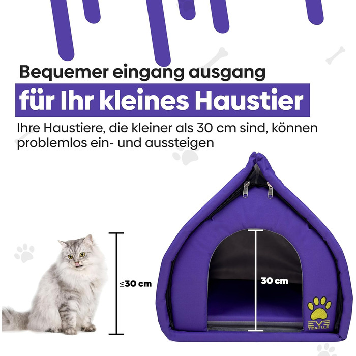 Кішка або собака, Будка EVE Textile Eskimo, 45x45x45 см, Ліла | Будка для тварин, літня, дихаюча, 45x45x45 см