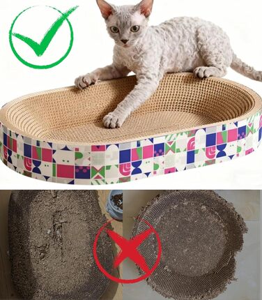 Кігтеточки для котів 2 шт. - овальні, 61 см, з лежаком, з картону, XXL (60x40x9 см)