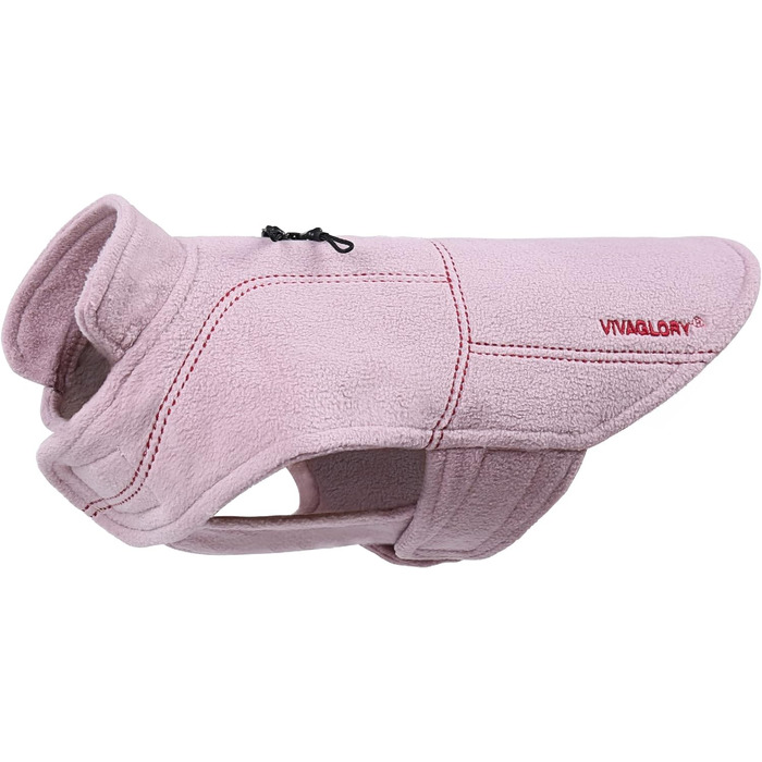 Теплий зимовий пуховик VIVAGLORY для собак, флісова куртка з захистом живота та клямками, світловідбиваючий, регульований, рожевий, S (обхват грудей 45-54 см, шиї ~30 см)
