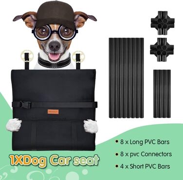 Автокрісло для собак: міцне, водонепроникне, для малих та середніх порід, чорне, з рамою