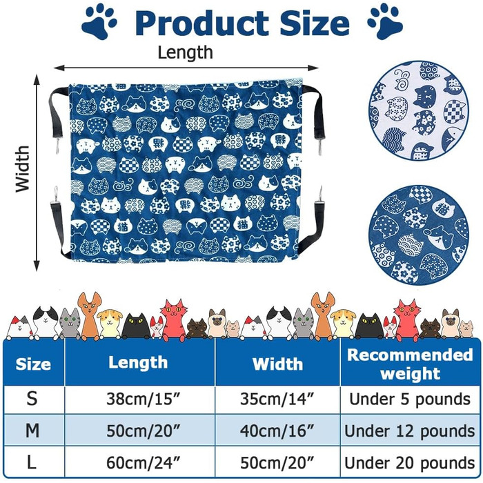 Гніздо-гамак для котів MiOYOOW: зручне та дихаюче ліжко для маленьких тварин з 4 металевими гачками